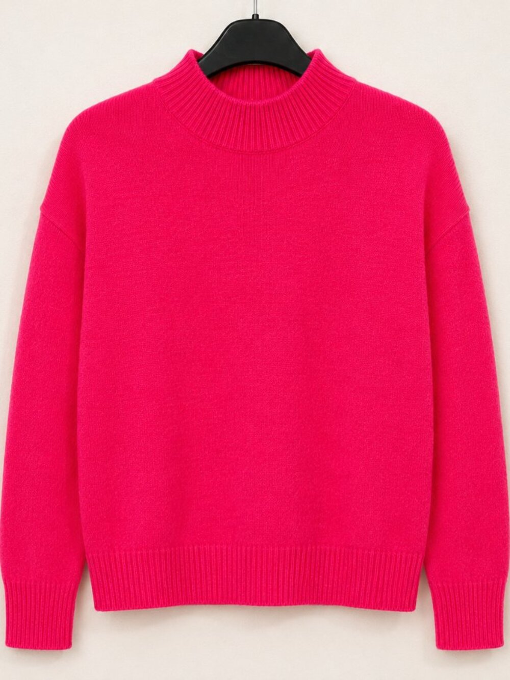 Hot Pink Mock Neck Knit Sweater Long Sleeve Size XL NWOT